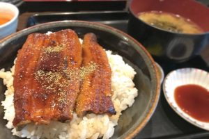 うな丼と刺身付定食のご飯増量（¥1,600）
