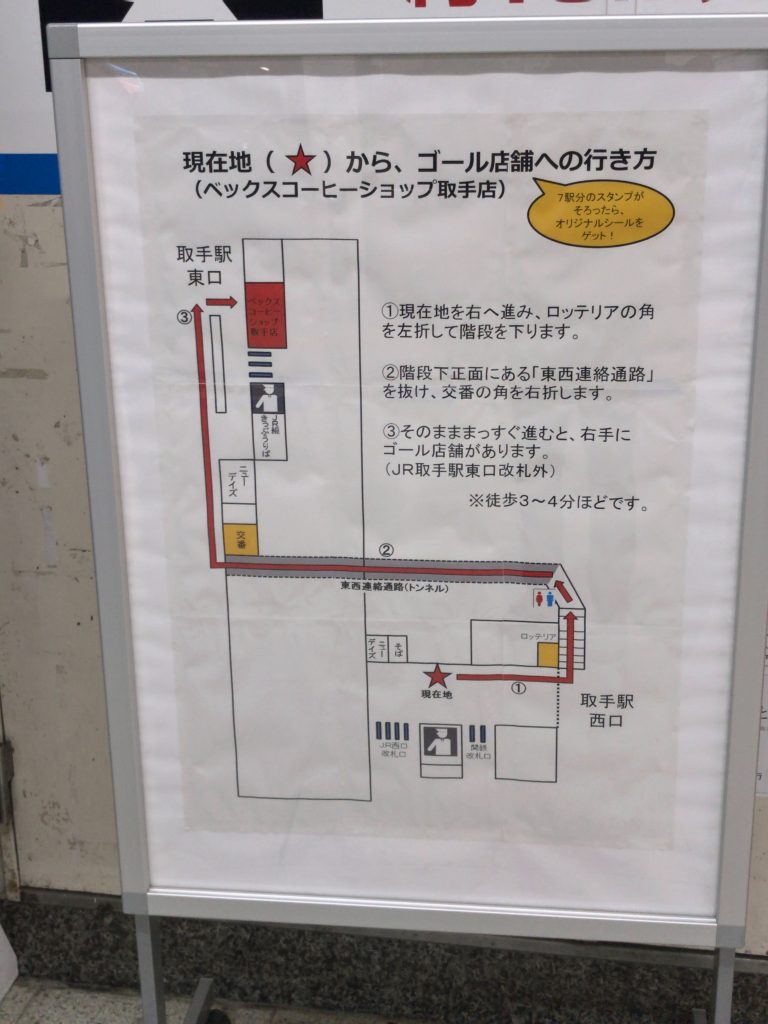 【注意点⑤】取手駅・東京駅はスタンプ台とゴール店舗が遠い